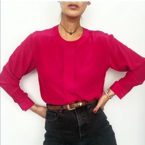 Vintage silk collarless blouse